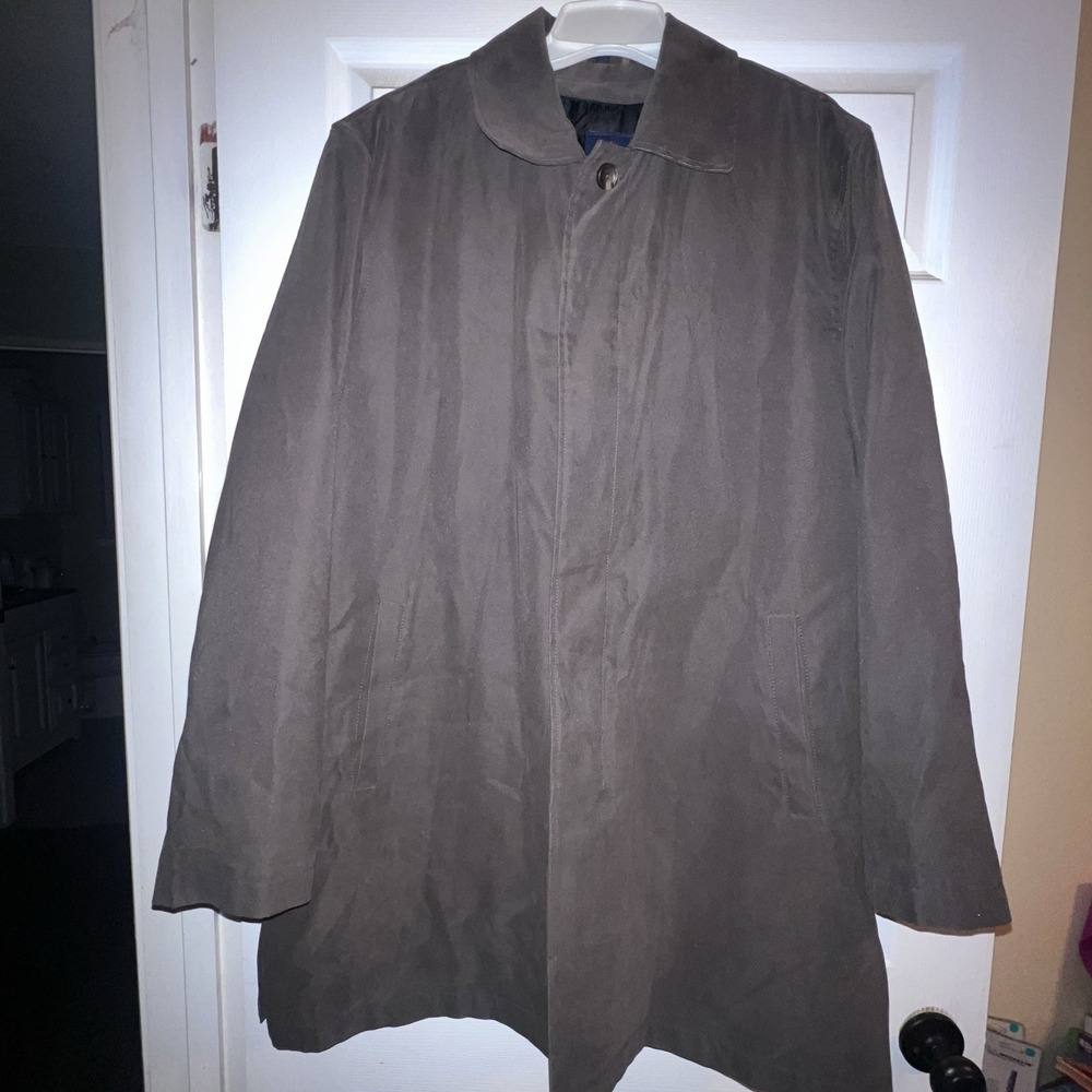 Hart Schaffner Marx Car Coat Mens L Brown Solid Rain Stain Repellent Jacket